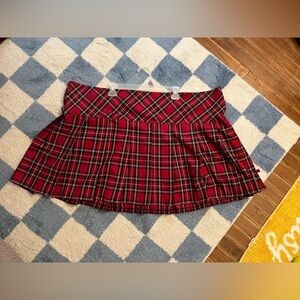 Royal Bones Red Pleated A-Line Mini Skirt